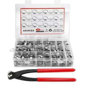 lot 14010 image: AKIHISA 180 Pc Single Ear Hose Clamps Kit, 12 Sizes