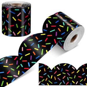 lot 14061 image: Zonon Bulletin Board Border Trim, 65.6 Feet, Black Sprinkles