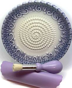 lot 14063 image: BonCera Ceramic Garlic Grater Plate Set - Purple