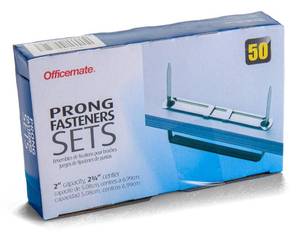 lot 14093 image: Officemate Prong Paper Fasteners 2 inch Capacity Box of 50