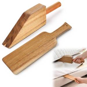 lot 14137 image: Oqqlin Acacia Wood Mattress Lifter Tool Set