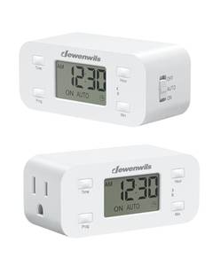lot 14143 image: DEWENWILS Indoor 24 Hour Programmable Digital Timer Outlet, 2 Pack