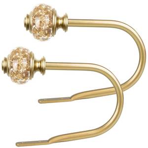 lot 14496 image: USFOOK Gold Curtain Holdbacks, Crystal Finial, 2 Pack