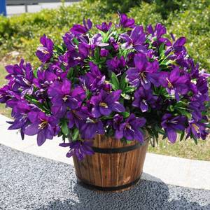 lot 14497 image: INSPRING Artificial Azalea Flowers 3-Bundle Dark Purple