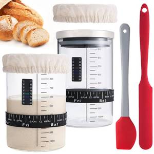 lot 17024 image: INOBYO Sourdough Starter Jar Kit, 34oz Borosilicate Glass