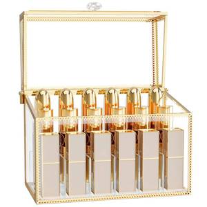 lot 17034 image: CoralHouse Glass Lipstick Organizer with Lid, 18-Slot