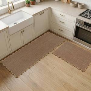 lot 18155 image: KIMODE Kitchen Rug Set of 2 with Scalloped Edge