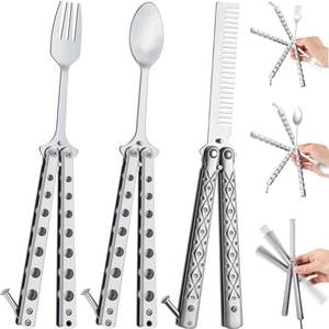 lot 18175 image: Eaasty 3-Piece Butterfly Stainless Steel Utensil Set