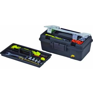 lot 19214 image: Plano Molding 114-002 13-Inch Compact Tool Box, Graphite Gray with Black Handle and Latches (Box Only)