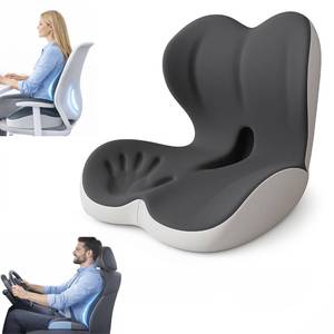 lot 19221 image: MOYEE Wide Memory Foam Seat Cushion with Lumbar Support for Office Chair & Car Seat, Ergonomic Design for Long Sitting, Gradual Relief & Lasting Support for Back, Tailbone & Sciatica Pain