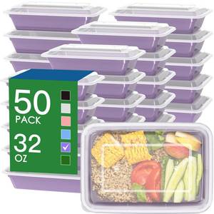 lot 19225 image: 50 Pack (100-Piece) 32 oz Meal Prep Containers with Easy Open Lids, Lilac