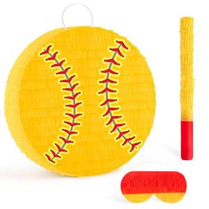 lot 19227 image: Hooqict Softball Pinata with Blindfold and Bat Stick Softball Birthday Party Decorations for Sports Day Party Supplies School Classroom Activities