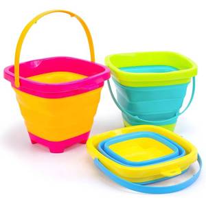 lot 19228 image: Shindel Collapsible Bucket for Kids,3 Pcs, Multicolor, Silicone