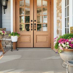 lot 19234 image: KIMODE Black and White Outdoor Rug Fall Patio Porch Rug Living Room Rug