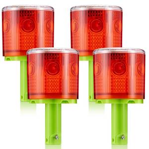 lot 19237 image: Kittmip 4 Pcs Red Stand Solar Strobe Warning Traffic Light 360 Degree