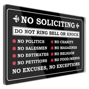 lot 20290 image: No Soliciting Sign for House, Do Not Ring Bell or Knock Signs for Home, Use for Office or Business Front Door Warning Reminder Signs, Apartment Porch Entrances Wall Decor Use 4 x 6 - PZA04