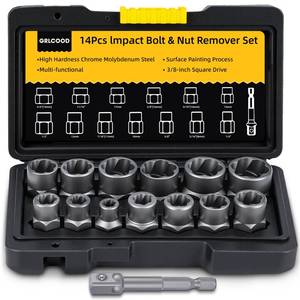 lot 20301 image: Bolt Extractor Kit, 14 PCS Impact Bolt & Nut Remover Set with 38 Inch Adapter, Upgrade Stripped Bolt Extractor Socket Set with Portable Tool Box, Easy Out for Rusted, Damaged, Round Bolt Nuts Screws