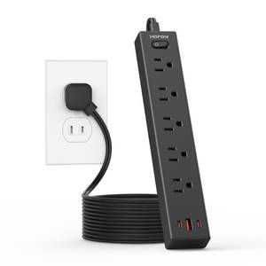 lot 20305 image: 5 Outlets 2 Prong Power Strip with 3USB, 6FT Extension Cord for Old House
