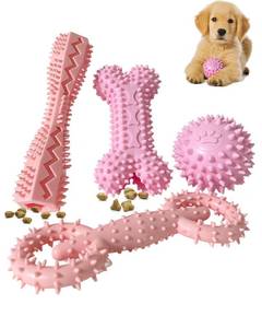 lot 20307 image: 4 Pack Puppy Teething Chew Toys for Small Medium Dogs Pink Girl Dog Toy Set