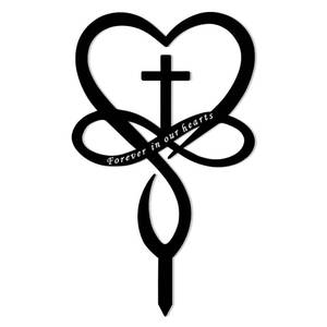 lot 20314 image: Infinity Heart Cross Grave Decorations, Black Cross