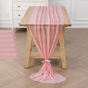 lot 20318 image: 6Pack 10ft Chiffon Table Runner 29x120 Inch Sheer Romantic Table Runner for Wedding Birthday Party Bridal Shower Outdoor Decoration-Light Pink