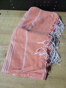 lot 20336 image: Bay Laurel Turkish Cotton Towel with Fringe 60% Recycled Cotton 40% Polyester