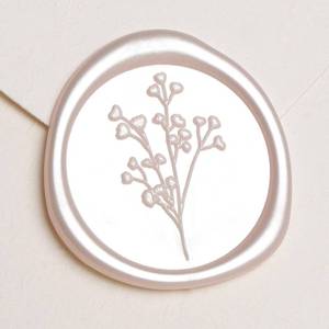 lot 20372 image: UNIQOOO Wax Seal Stickers - Baby��s Breath Wedding Invitation Envelope Seal Sticker, Botanical 50 Pcs Self- Adhesive Champagne Stickers, Perfect for Invitation, Gift Wrapping, Crafts (Champagne)