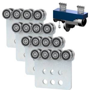 lot 20382 image: Fuperoo 8 Wheel Trolley Assembly Rollers.Eight Bearing Trolley Assembly.The top of the Trolley has Room for Set Screws, Allowing the use of a 1-58 high Strut Channelor Higher Metal Strut Channel.