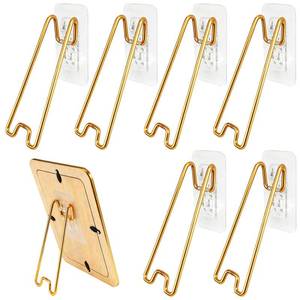 lot 20384 image: 6 Pcs Adjustable Metal Picture Frame Easel Backs,Self Adhesive Photo Frame Stands for Frames,Stainless Steel Easel Back Supports for Photos Paintings Display,(Gold,5.12 �2.12 Inch)