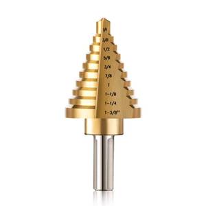 lot 20385 image: ZELCAN 10 Sizes Titanium Step Drill Bit, 14 to 1-38 Inches High Speed Steel Drill Cone Bits for Sheet Metal Hole Drilling Cutting, HSS Multi Size Hole Stepped Up Unibit for DIY Lovers Electrician
