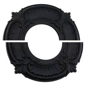 lot 20395 image: INCREWAY 1Pack Split Lighting PU Ceiling 3D Modeling Ceiling Cover Plate Ceiling Fan Medallion Home 12 Inch OD x 5.3 Inch ID (Black)