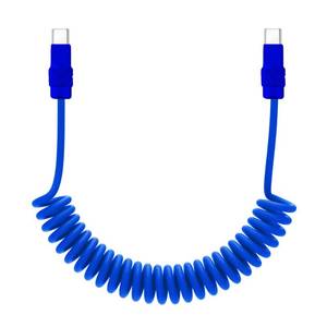 lot 20409 image: chubbycable USB C to C 240W Coiled Charging Cable, All Dark Blue, 6FT