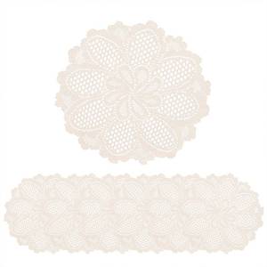 lot 20418 image: Jayla 6 Pcs Round Lace Placemats for Tables Embroidered Vintage Crochet Floral Lace Table Runner Vintage Wedding, 15