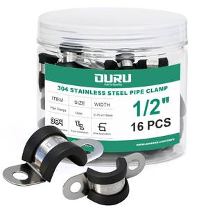lot 20445 image: OURU 12 Inch Pipe Strap Fits 0.5112.9-13.1mm OD, Rubber U Bracket,16PCS (Open Box, Missing Pieces)