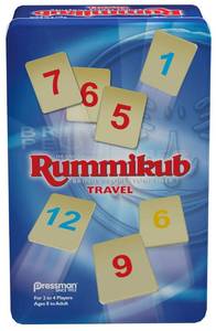 lot 20465 image: Pressman Rummikub in Travel Tin - The Original Rummy Tile Game, Blue (B07GLGBW9X)
