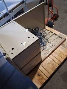lot 49 image: Small desk with cords
