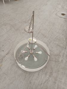 lot 20037 image: Satin Nickel Chandelier with Frosted Glass Shade