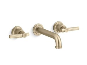 lot 20046 image: Kallista Central Park West Wall Mount Faucet P21223, Brushed French Gold