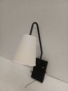 lot 20059 image: Black Wall-Mount Sconce Light Fixture w White Shade