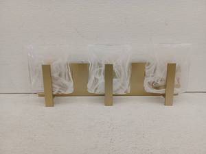lot 20062 image: Wall Mount Bathroom Vanity Light With Frosted Glass, 3 Light