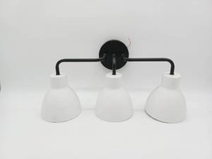 lot 20064 image: 3-Light Vanity Fixture w White Shades