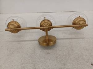 lot 20068 image: Brass 3-Light Vanity Fixture with Clear Glass Shades