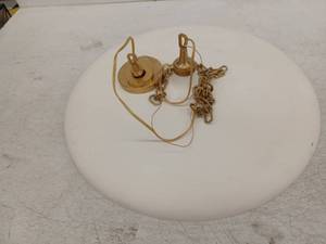 lot 20078 image: Brass Pendant Light Fixture with Cream Shade