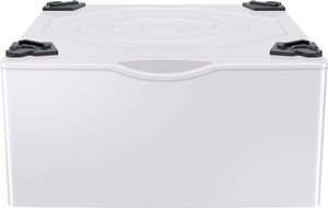 lot 20110 image: White Washer Dryer Pedestal w Storage Drawer