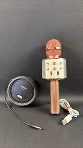 lot 120 image: Karaoke Microphone with Philips Speaker and USB Cable and Amazon Echo Dot Smart Speaker (untested)