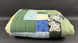 lot 232 image: Patchwork Quilt with Tiger and Animal Motifs Multicolor Reversible to Chili Pattern