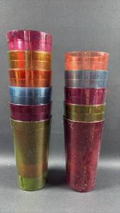 lot 239 image: 11) Multicolored Stacking Tumblers Approximately 16 oz