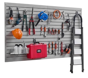 VEVOR Slat Wall Paneling, 8 x 4 ft, PVC Garage Slatwall - No Accessories, Grey Slat Wall Easy-to-Install Adjustable Slatwall Panel with Coupling Structure & DIY Cutting, Fits for Storage & Display *Retails $149*
