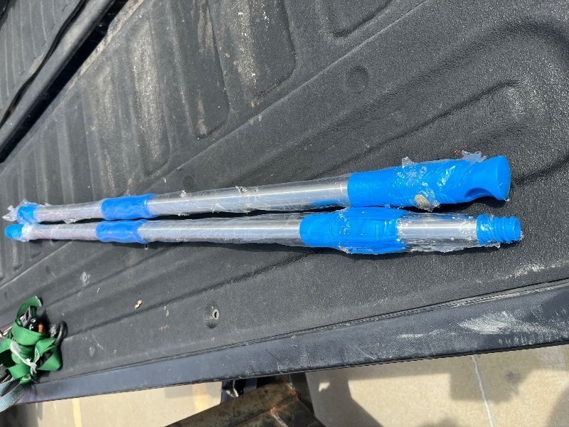 lot 103 image: Bundle of 2 Light Weight Extension Poles - Universal Threaded Tip - Blue & Chrome