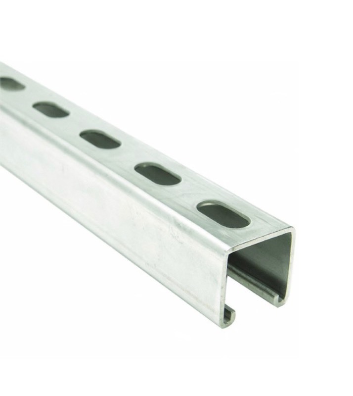 lot 134 image: 1-58 in. 4 ft. 12 Gauge Steel Half-slot A Strut Channel, Slotted Back, Electro-Galvanized U-Bracket - 2 Pack
